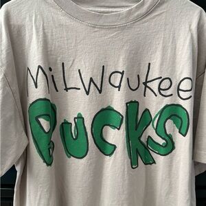 Milwaukee Bucks Cream and Green T-Shirt